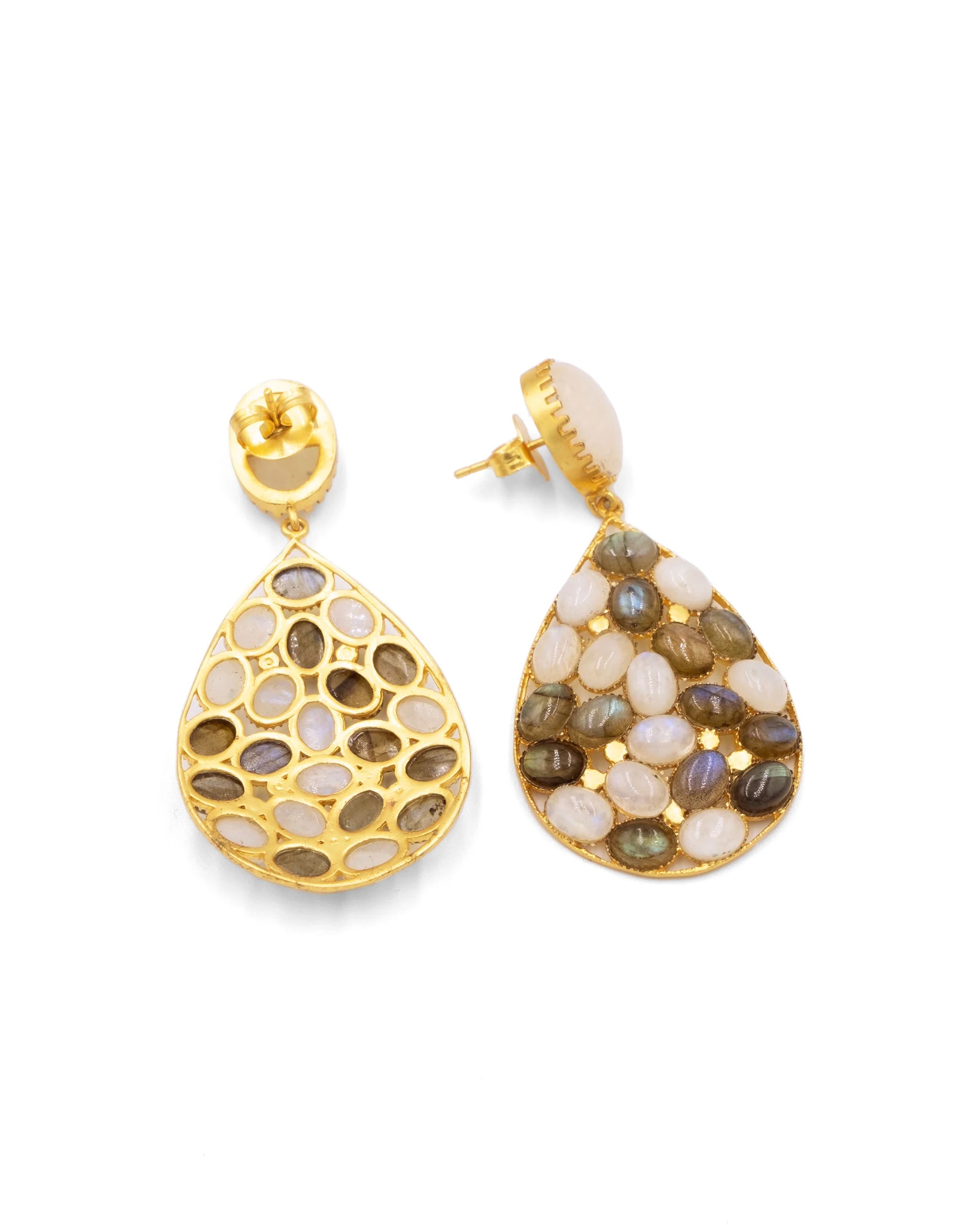 Pendientes Bond Labradorita y Piedra Luna Tiahra