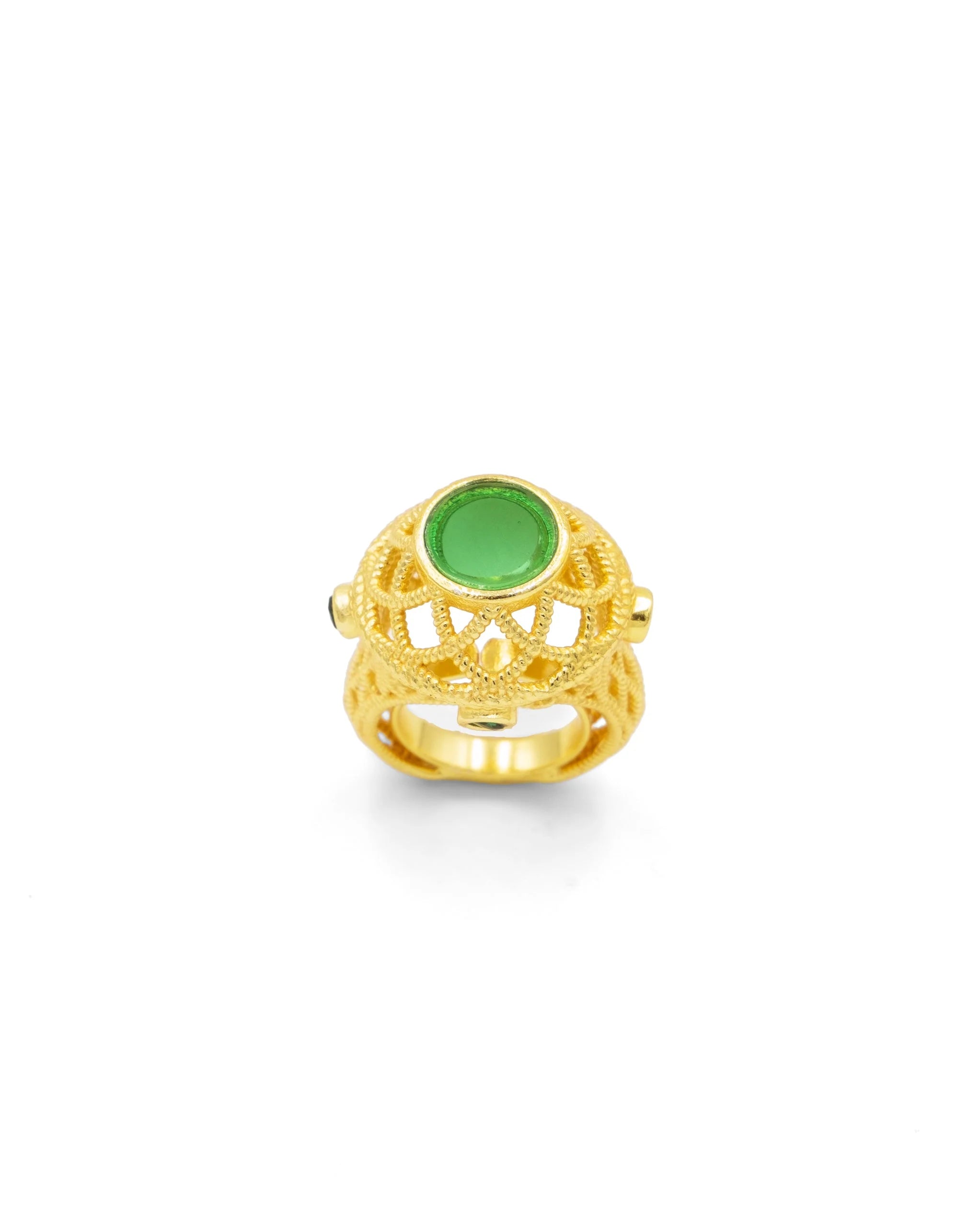 Anillo Dorado Kalu Onix Verde Tiahra S404-OV