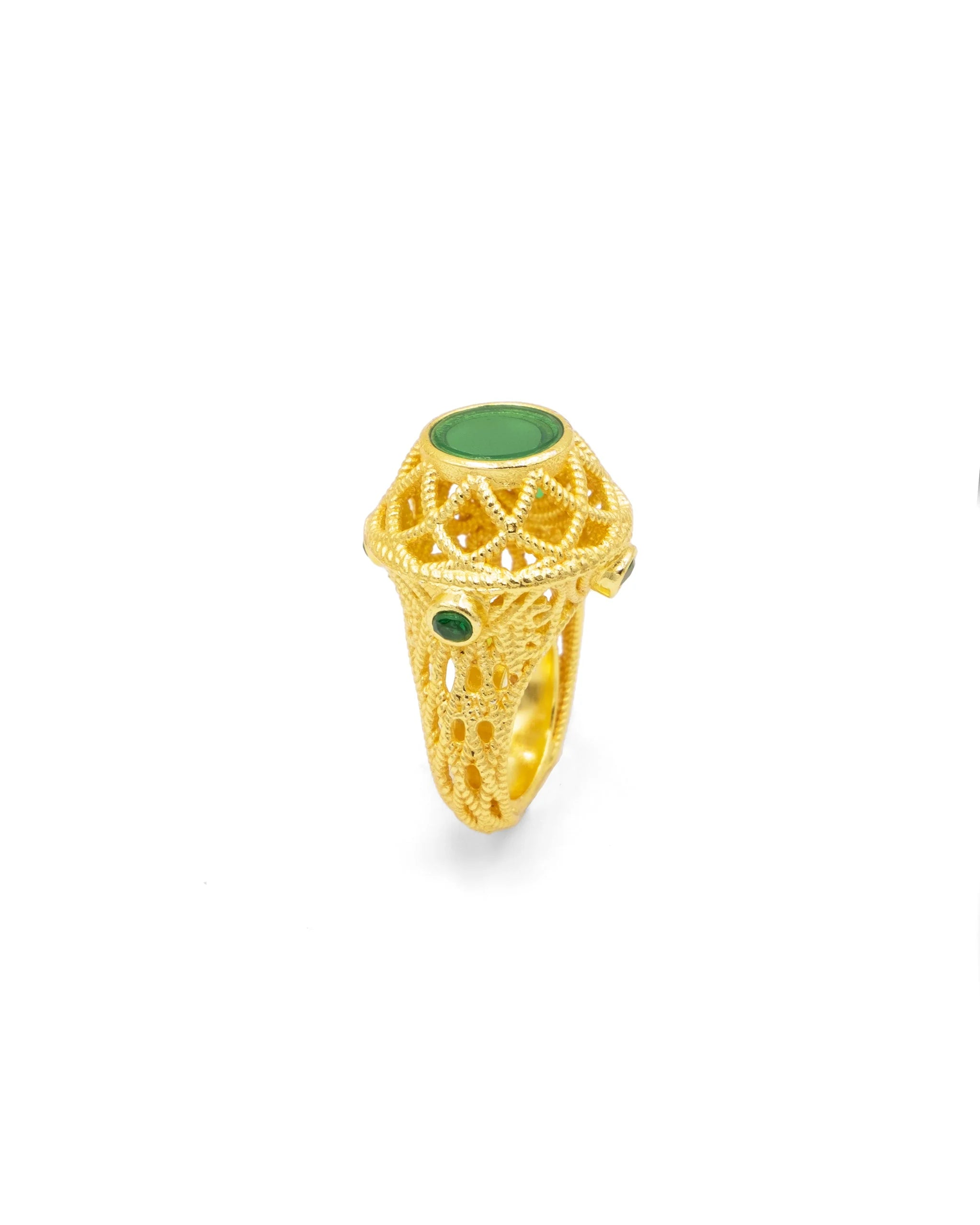 Anillo Dorado Kalu Onix Verde Tiahra S404-OV