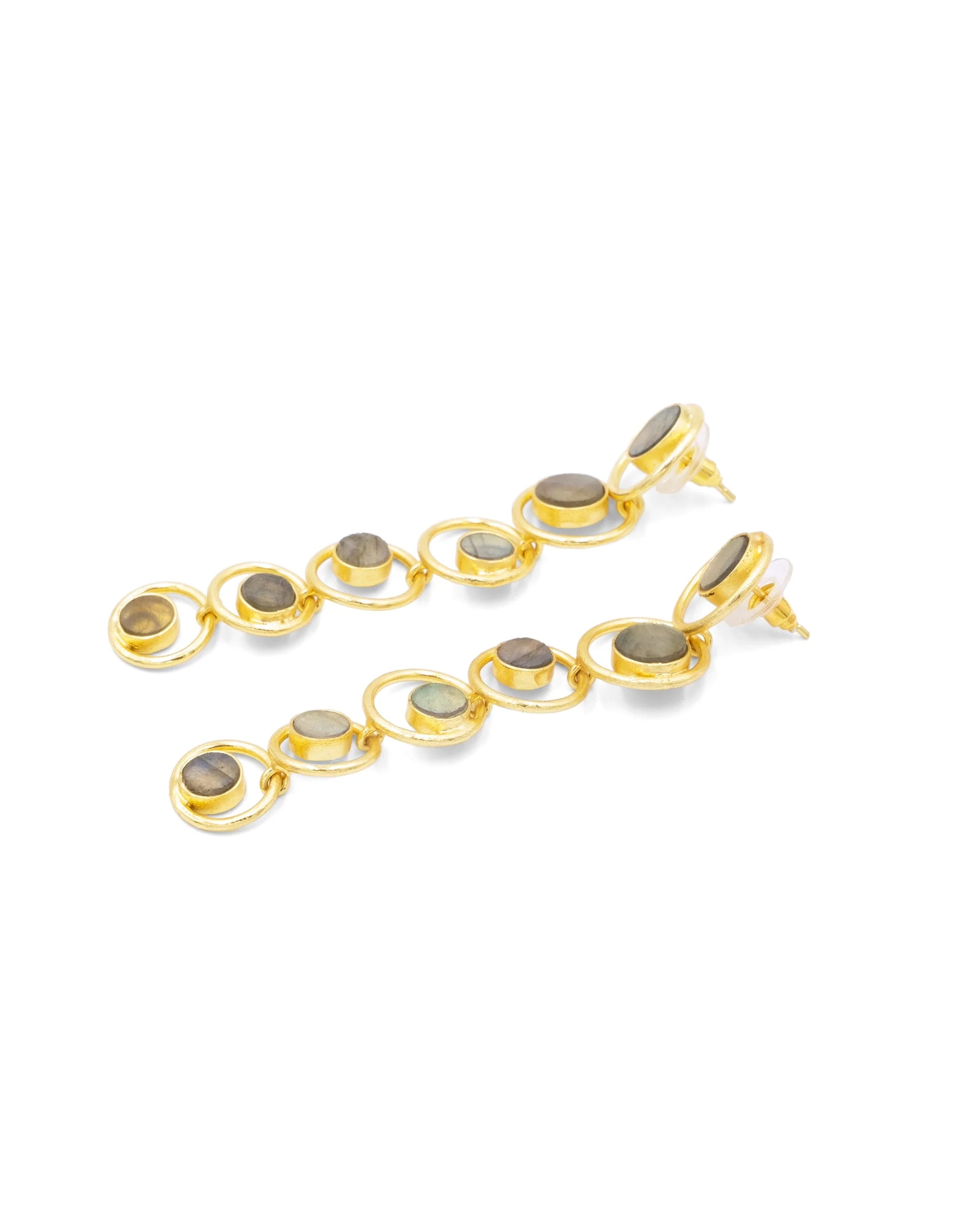 Pendientes Dorados Dinesh Labradorita Tiahra K5821
