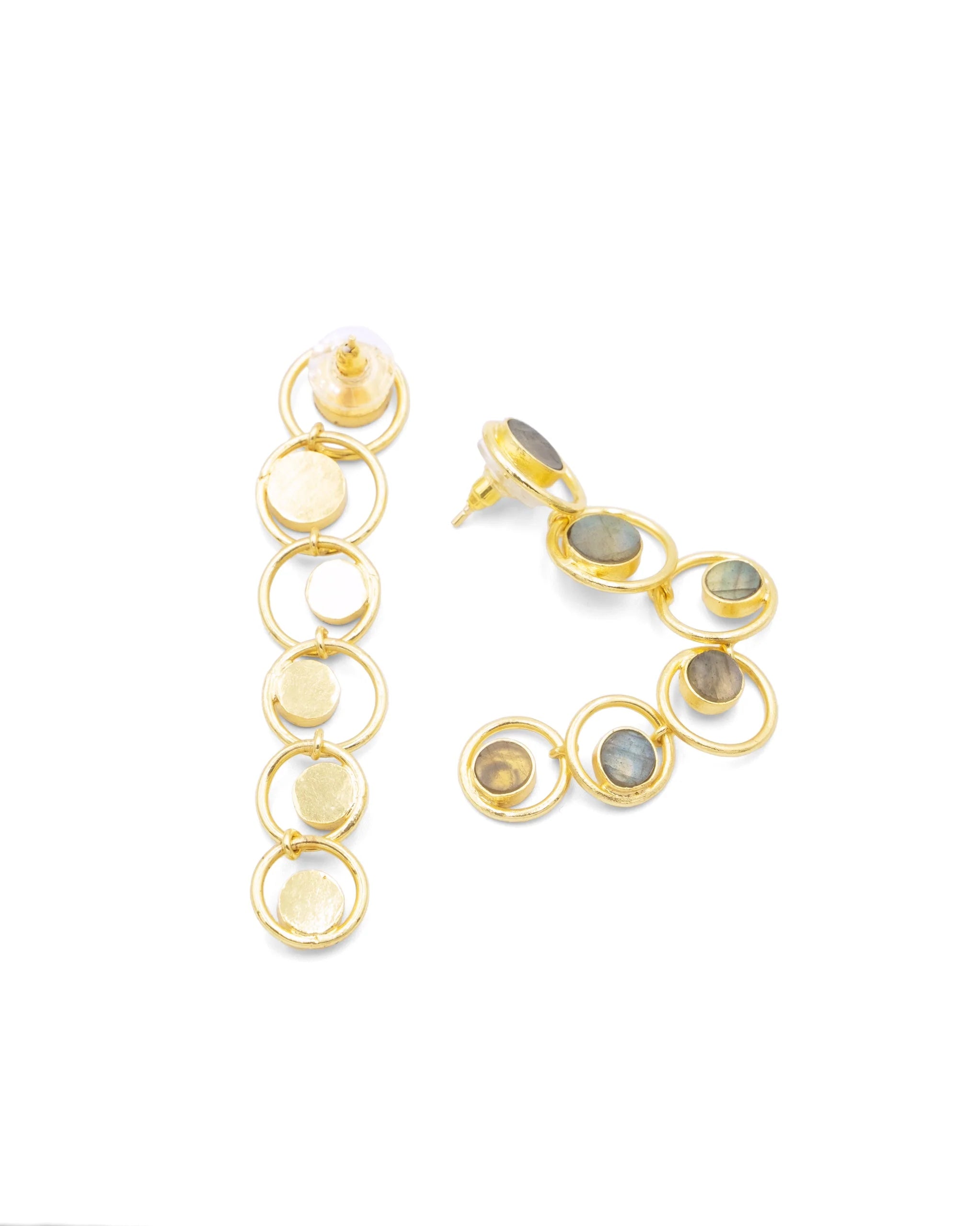 Pendientes Dorados Dinesh Labradorita Tiahra K5821