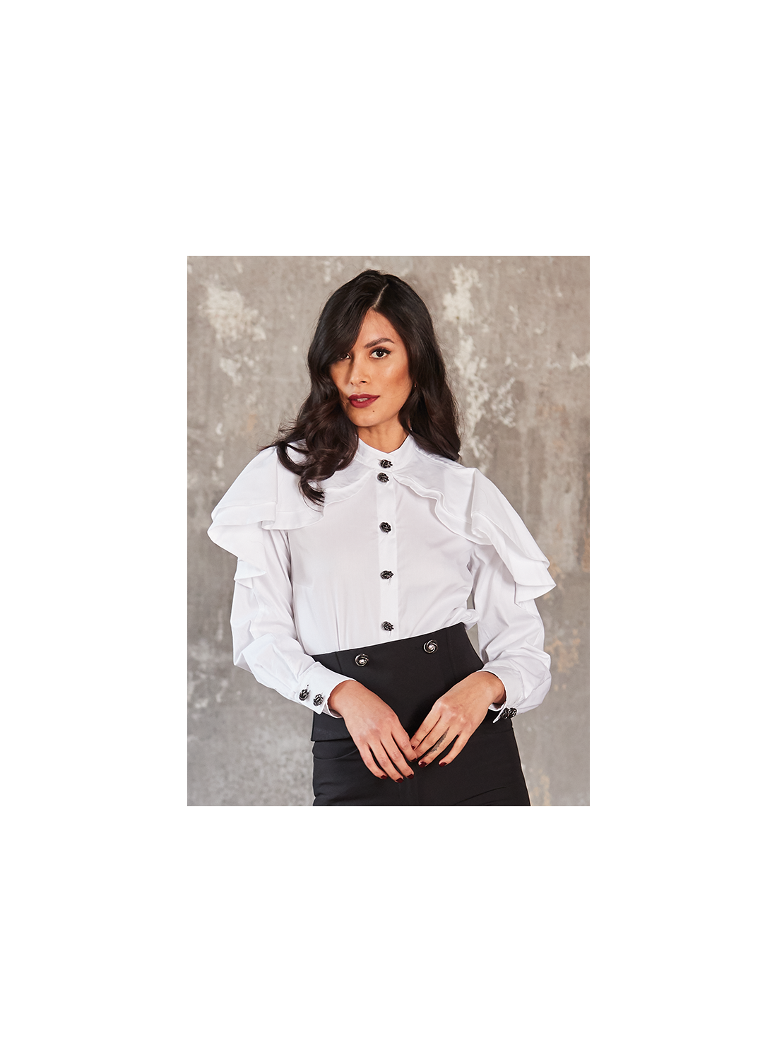 Camisa blanca con cuello coreano GIOVANNI DE FAZIO