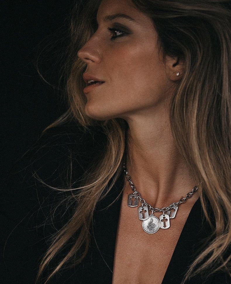 Collar cruces plata corto IMILOA