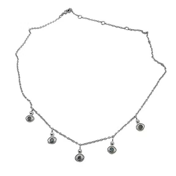 Collar Evil Eye plateado labradorita Tiahra