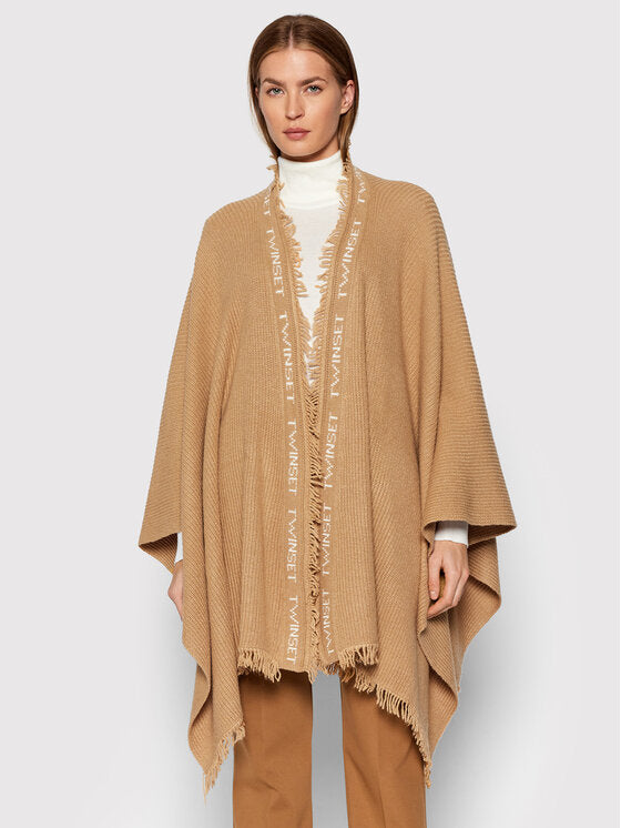 Poncho con logo y flecos Twin set - Bayolo Concept Store