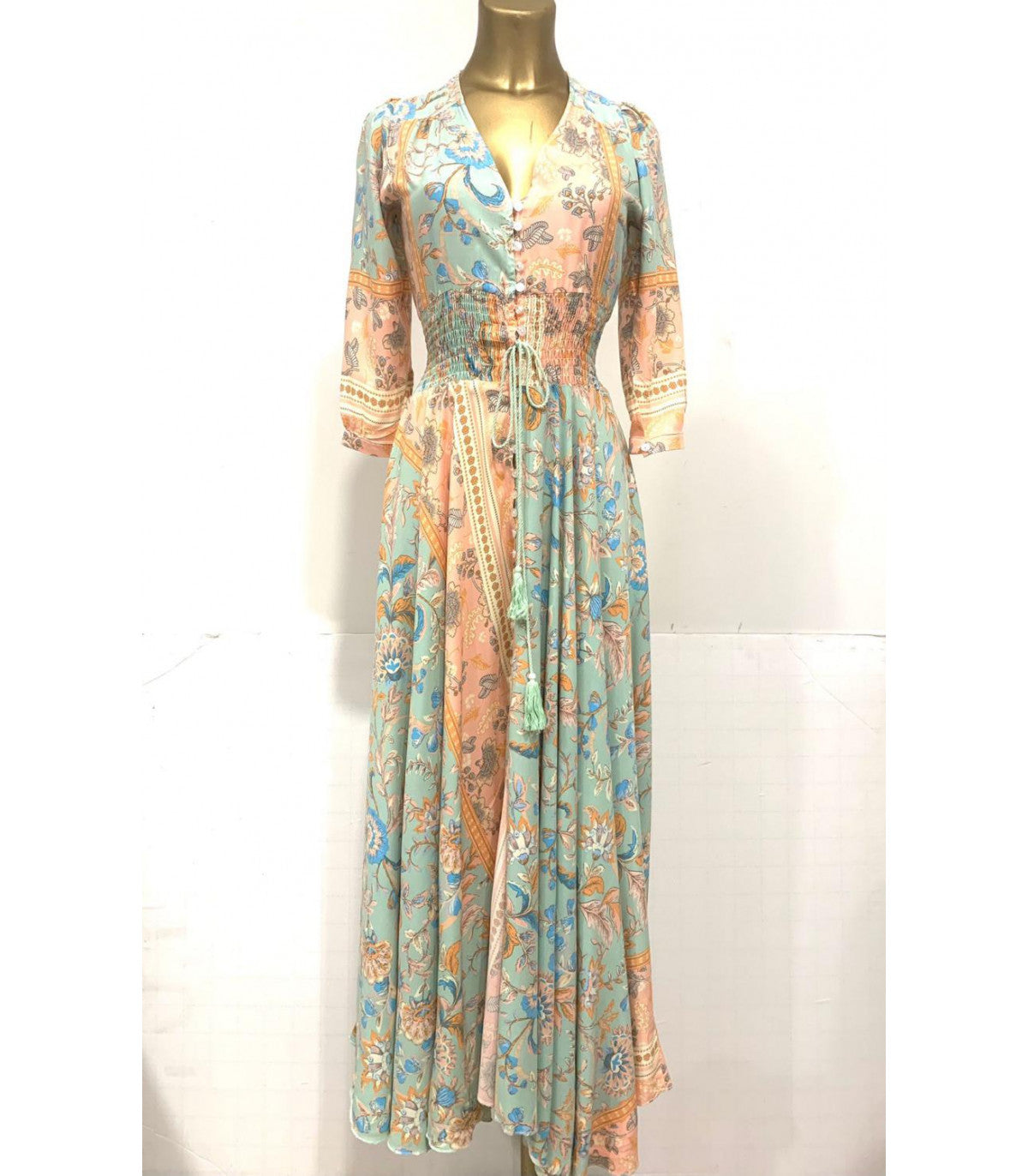 Vestido vuelo cintura fruncida pastel romantic
